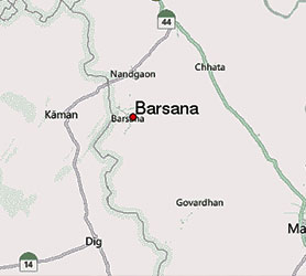 Ubicación de Barsana en Braj